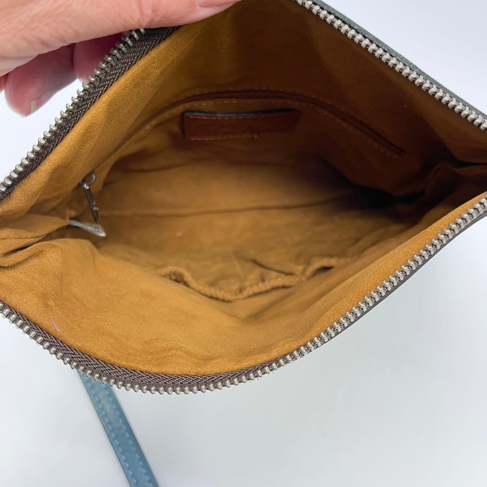 Patricia Nash Valerie Foldover Wristlet Clutch Blue Leather Minimalist Boho Chic - Picture 8 of 16
